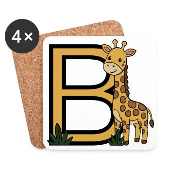 Giraffe Großbuchstabe B - Untersetzer (4er-Set) - Weiß - Vorne