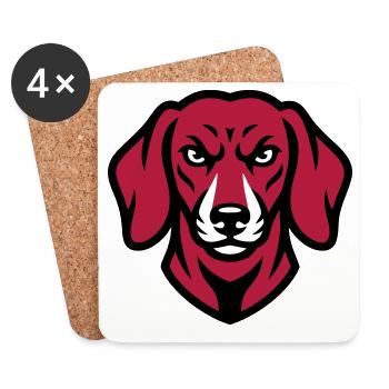 Dackel Maskottchen Logo - Untersetzer (4er-Set) - Weiß - Vorne