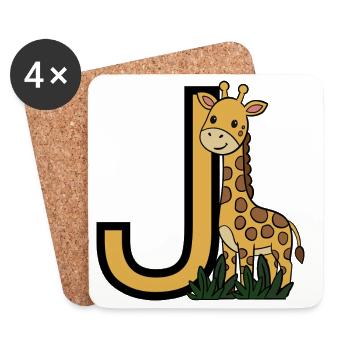 Giraffe Buchstabe J - Untersetzer (4er-Set) - Weiß - Vorne