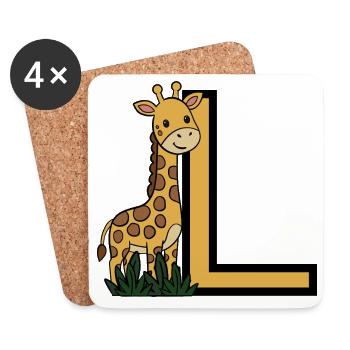 Giraffe and L Print - Coasters (set of 4) - white - Front