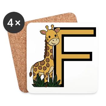 Giraffe Buchstabe F - Untersetzer (4er-Set) - Weiß - Vorne