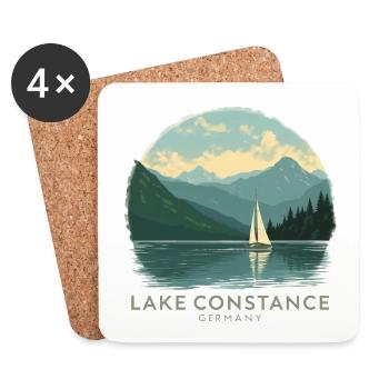 Lake Constance Sailing | Vintage Travel Poster - Untersetzer (4er-Set) - Weiß - Vorne