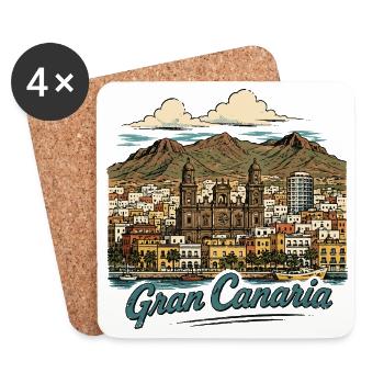 Gran Canaria Küstenpanorama - Untersetzer (4er-Set) - Weiß - Vorne