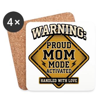Warnung: Proud Mom Mode aktiviert - Untersetzer (4er-Set) - Weiß - Vorne