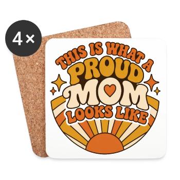 Proud Mom Retro Sunrise - Untersetzer (4er-Set) - Weiß - Vorne