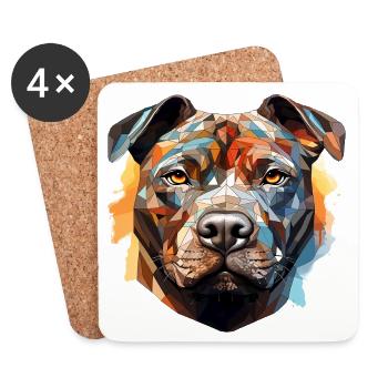 Colorful Polygonal Dog - 052 - Coasters (set of 4) - white - Front