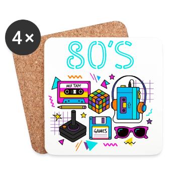 Retro Neon 80er Spielhalle - Untersetzer (4er-Set) - Weiß - Vorne