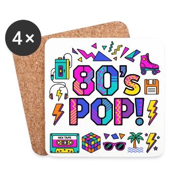 80er-Jahre-Neon-Pop-Vibe - Untersetzer (4er-Set) - Weiß - Vorne