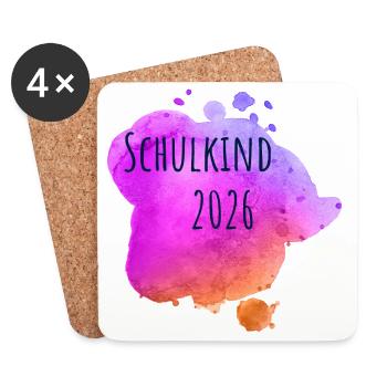 Schulkind 2026 - Untersetzer (4er-Set) - Weiß - Vorne