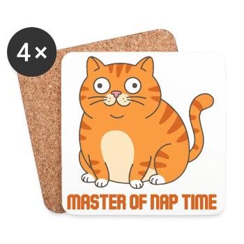 Meister der Schlafzeit-Katze - Untersetzer (4er-Set) - Weiß - Vorne