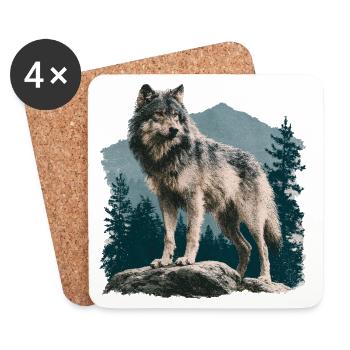 Wolf - Untersetzer (4er-Set) - Weiß - Vorne