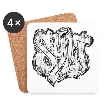 Sylt Graffiti Oldschool Hip Hop - Untersetzer (4er-Set) - Weiß - Vorne