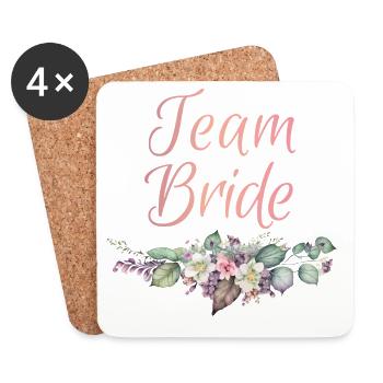 Team Bride Ringe Blumen JGA Junggesellenabschied - Untersetzer (4er-Set) - Weiß - Vorne