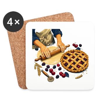 Rustikaler Fruchtkuchen - Untersetzer (4er-Set) - Weiß - Vorne
