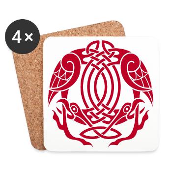 Aigles celtes (rouge) - Dessous de verre (lot de 4) - blanc - Devant