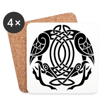 Celtic Eagles (Schwarz) - Untersetzer (4er-Set) - Weiß - Vorne