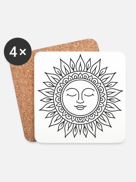 Smiling sun to color - Coasters (set of 4) - white