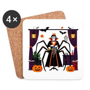 Gekrönte Vampirspinne Halloween-Nacht - Untersetzer (4er-Set) - Weiß - Vorne