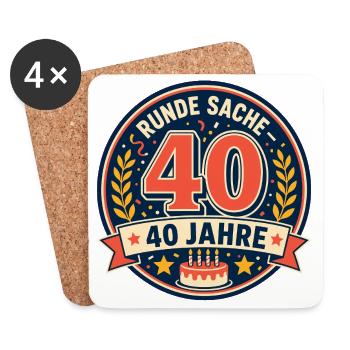 40. Geburtstag Runde Sache 40 Jahre Geschenk - Untersetzer (4er-Set) - Weiß - Vorne