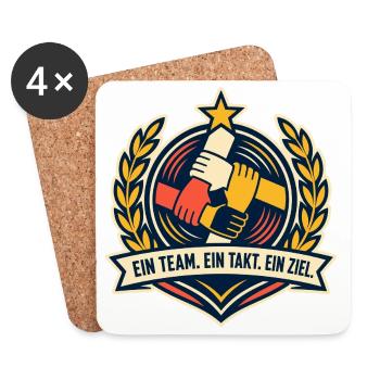 Ein Team Ein Takt Ein Ziel Mannschaft Teamgeist - Untersetzer (4er-Set) - Weiß - Vorne