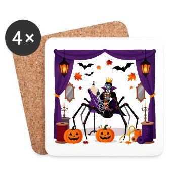 Vampirspinnenkönig Halloween - Untersetzer (4er-Set) - Weiß - Vorne