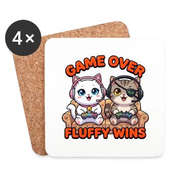 Game Over Fluffy Wins Katzen - Untersetzer (4er-Set) - Weiß - Vorne