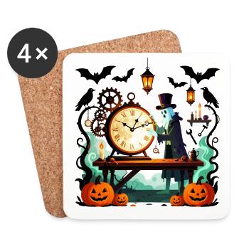 Steampunk Ghost Uhrmacher Halloween - Untersetzer (4er-Set) - Weiß - Vorne