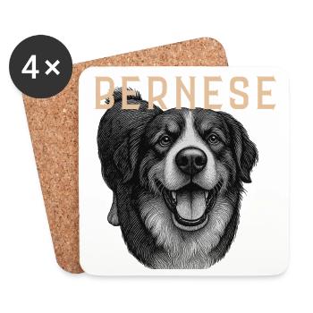 Chien de montagne bernois vintage - Dessous de verre (lot de 4) - blanc - Devant