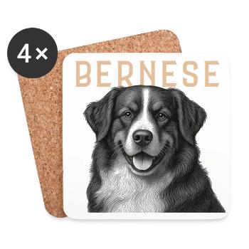 Berner Sennenhund Vintage - Untersetzer (4er-Set) - Weiß - Vorne