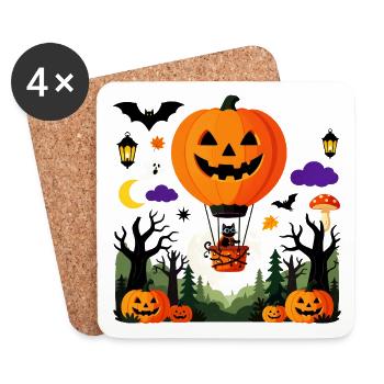 Pumpkin Balloon Halloween-Flug - Untersetzer (4er-Set) - Weiß - Vorne
