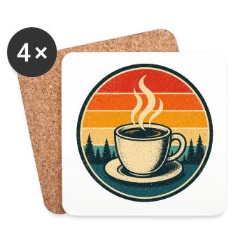 Coffee Retro Badge Vintage-Stil Grafik - Untersetzer (4er-Set) - Weiß - Vorne