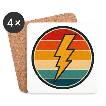 Lightning Retro Badge Vintage-Stil Grafik - Untersetzer (4er-Set) - Weiß - Vorne