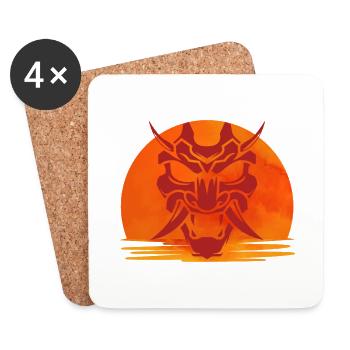 Wächter des Sonnenuntergangsdrachens 侍 - Untersetzer (4er-Set) - Weiß - Vorne