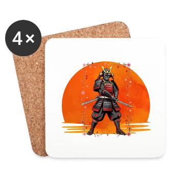 Samurai-Wächter in purpurroter Rüstung - Untersetzer (4er-Set) - Weiß - Vorne
