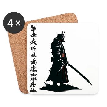 Samurai-Schatten: Katana Noir - Untersetzer (4er-Set) - Weiß - Vorne