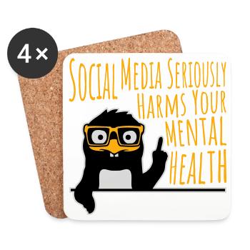 Social Media Seriously Harms Mental Health Pinguin - Untersetzer (4er-Set) - Weiß - Vorne