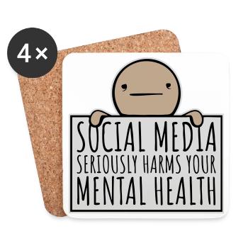 Les réseaux sociaux nuisent sérieusement à la santé mentale selon les affirmations - Dessous de verre (lot de 4) - blanc - Devant