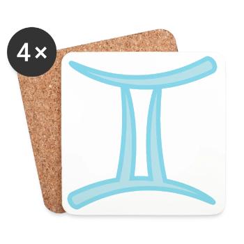 Zwillinge Sternzeichen Pastel Blau - Untersetzer (4er-Set) - Weiß - Vorne