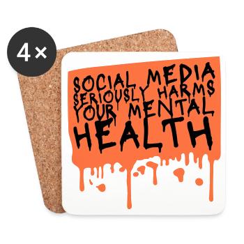 Les réseaux sociaux nuisent sérieusement à la santé mentale selon les affirmations - Dessous de verre (lot de 4) - blanc - Devant