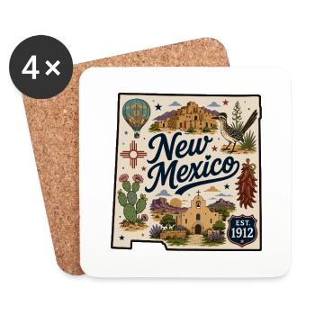 New Mexico Land of Enchantment Vintage-Aufkleber - Untersetzer (4er-Set) - Weiß - Vorne