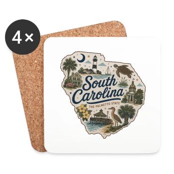 South Carolina Palmetto State Vintage Sticker - Coasters (set of 4) - white - Front