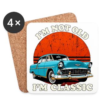 Nicht alt, ich bin ein Oldtimer - Untersetzer (4er-Set) - Weiß - Vorne