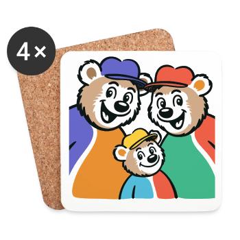 Bärenfamilie Farbglanz - Untersetzer (4er-Set) - Weiß - Vorne