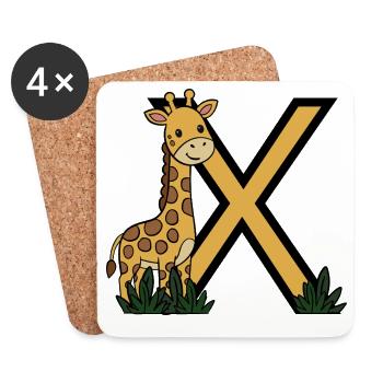 GiraffeX Yellow Black Illustration - Coasters (set of 4) - white - Front