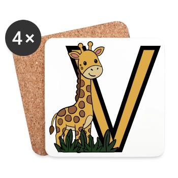 Giraffe im Dschungel mit Großem V - Untersetzer (4er-Set) - Weiß - Vorne