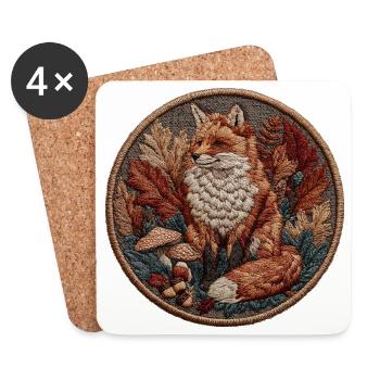 Fuchs Patch im Herbstlaub - Untersetzer (4er-Set) - Weiß - Vorne