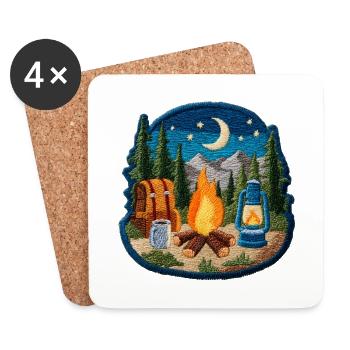 Nachtlager Waldfeuer Patch - Untersetzer (4er-Set) - Weiß - Vorne