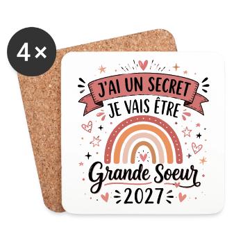 Enfant Future Grande Soeur 2027 Je Vais Etre Grand - Dessous de verre (lot de 4) - blanc - Devant
