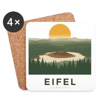 Eifel Volcano | Vintage Nature Poster - Untersetzer (4er-Set) - Weiß - Vorne