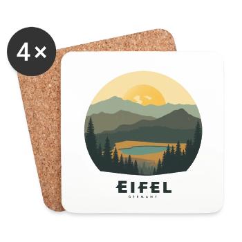 Eifel Maar | Vintage Nature Travel Poster - Untersetzer (4er-Set) - Weiß - Vorne